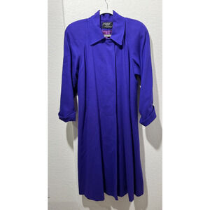 Vtg 80s New Wave Long Maxi Purple Coat Jacket Sz 10 Womens WOOL Portrait Petite